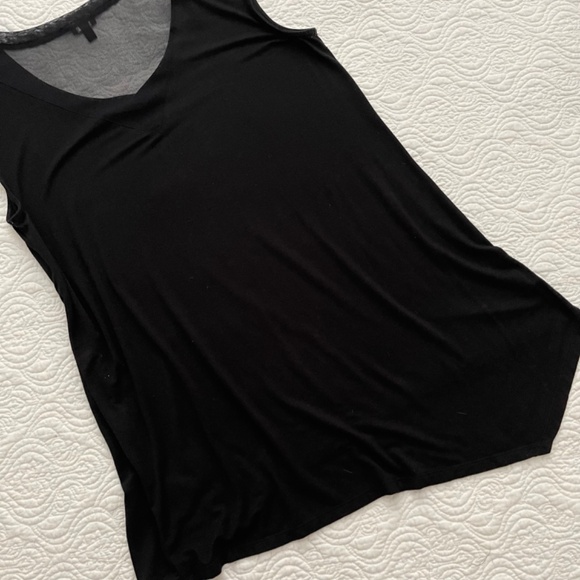 Cable and Gauge V-Neck Short Cap Sleeve Asymmetrical Black Tee Size Large - Picture 6 of 16